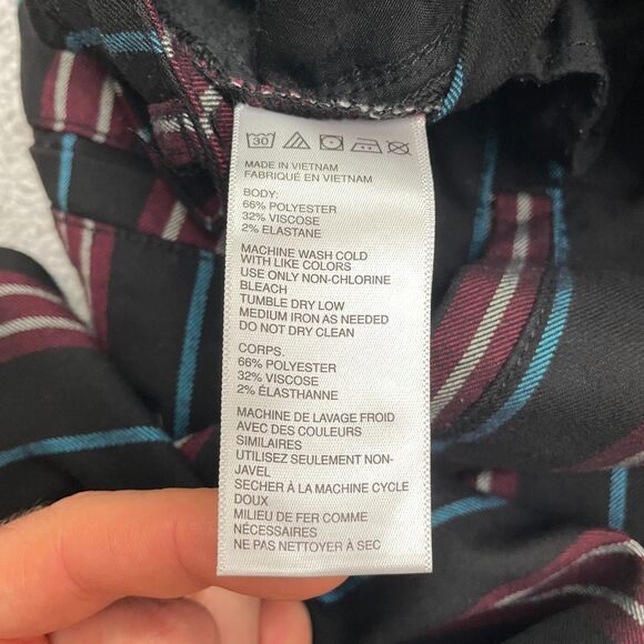 Urban Outfitters Cropped Pants Mens 34 Maroon Black Striped Straight Drawstring - Picture 9 of 15